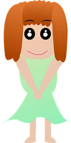 Animated Girlin Green Dress