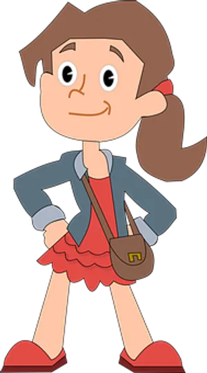 Animated Girlin Redand Blue Outfit