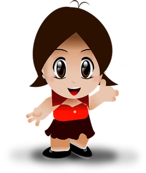 Animated Girlin Redand Brown Outfit