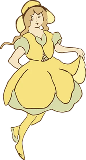 Animated Girlin Yellow Dress