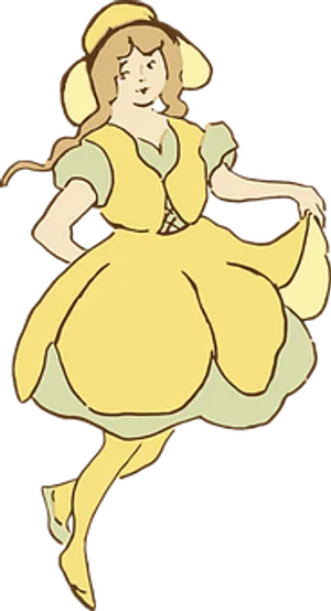 Animated Girlin Yellow Dress PNG image