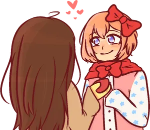 Animated Girls Sharing Moment PNG