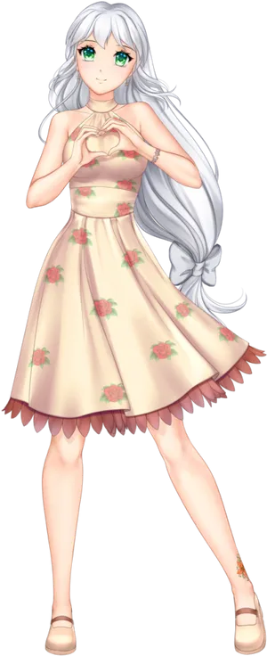 Animated Girlwith Long Silver Hair