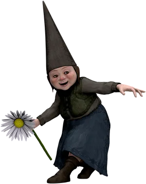 Animated Gnomewith Flower.png PNG image