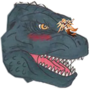 Animated Godzillaand Character Crossover PNG image