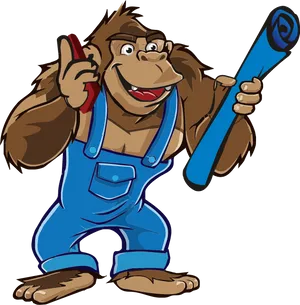 Animated Gorilla With Blueprint PNG image