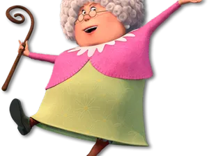 Animated Grandma Celebrating PNG image