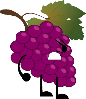 Animated Grape Character PNG image