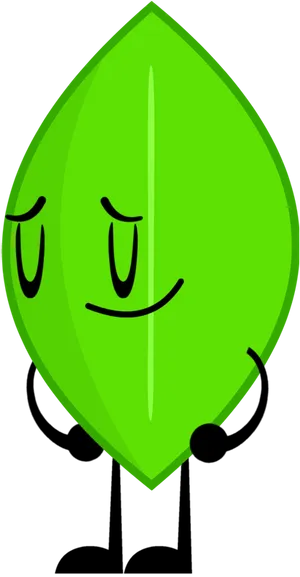 Animated Green Leaf Character PNG image
