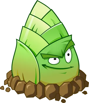 Animated Green Onion Character PNG image