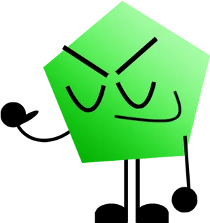 Animated Green Pentagon Character PNG image