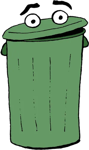 Animated Green Trash Can Character PNG image