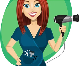Animated Hair Stylist With Hair Dryer PNG image