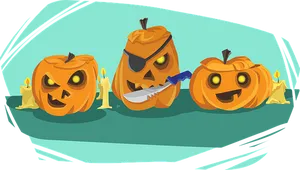 Animated Halloween Pumpkinsand Candles PNG image