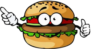 Animated Hamburger Character Thumbs Up PNG image