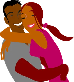 Animated Happy Couple Embrace PNG image