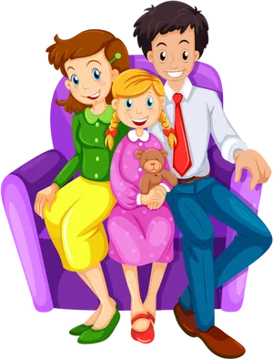Animated Happy Family Sitting Together PNG image