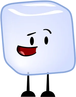 Animated Happy Ice Cube Character PNG image