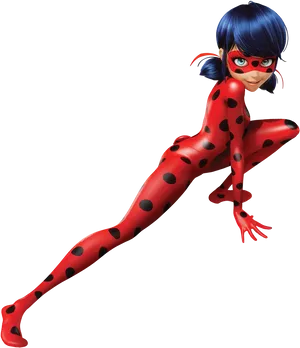 Animated Heroinein Redand Black Costume PNG image