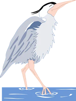 Animated Heron Wadingin Water