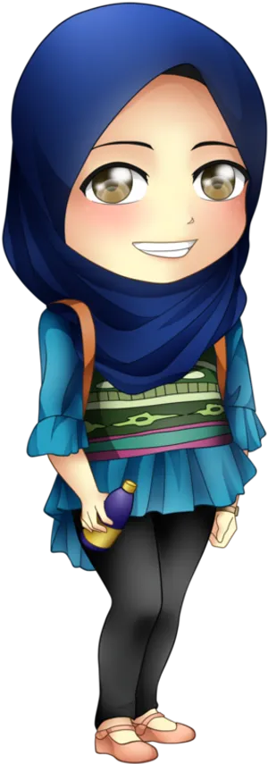 Animated Hijab Girl Smiling PNG image