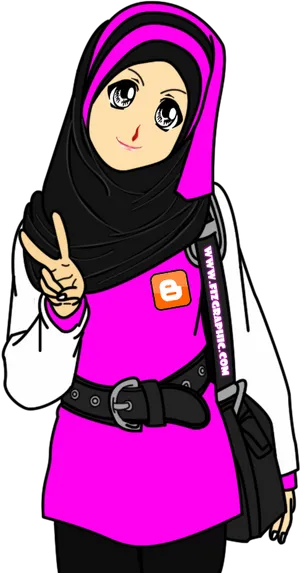 Animated Hijab Wearing Character PNG image