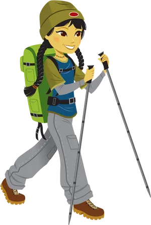 Animated Hikerwith Trekking Poles PNG image