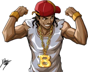 Animated Hip Hop Character Flexing Muscles PNG
