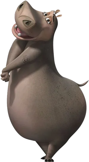 Animated Hippopotamus Character PNG image