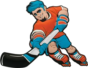 Animated Hockey Player Action Pose PNG image