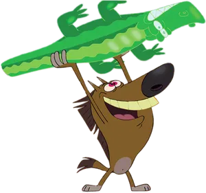 Animated Hyena Carrying Crocodile PNG image