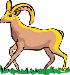 Animated Ibex On Grass PNG image