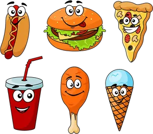 Animated Junk Food Characters PNG image