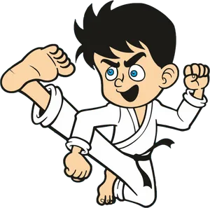 Animated Karate Kid Action Pose PNG image