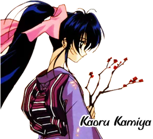 Animated Kendo Practitionerwith Flowers PNG image