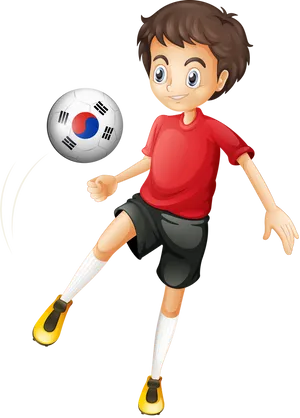 Animated Kid Playing Football Clipart PNG image