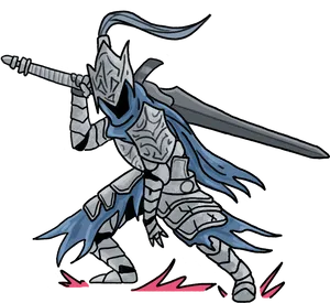 Animated Knight Character With Sword