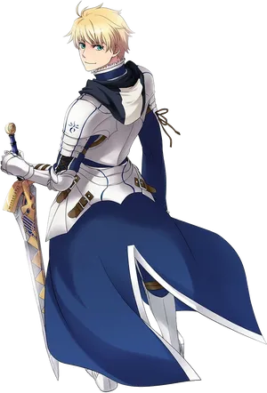 Animated Knightin Blue Armor PNG image