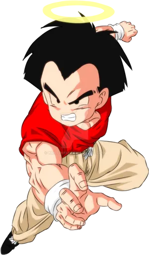 Animated Krillin Action Pose PNG image