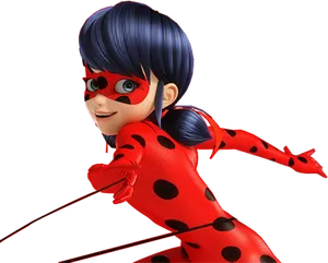Animated Ladybug Heroine Action Pose PNG image