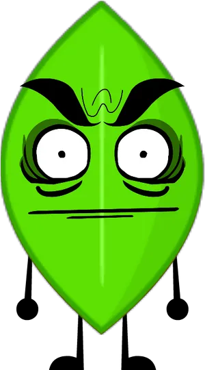 Animated Leaf Character Frowning PNG image