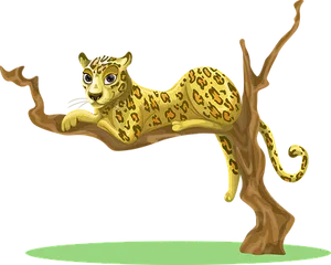 Animated Leopard On Tree Branch PNG image