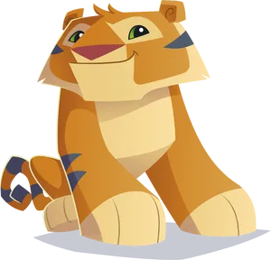 Animated Lion Cub Sitting PNG image