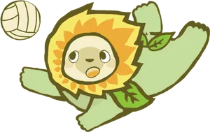 Animated Lion Volleyball Spike Clipart PNG image