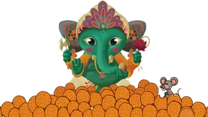 Animated Lord Ganeshand Mouse PNG image