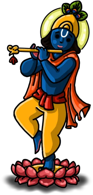 Animated Lord Krishna Playing Flute PNG image