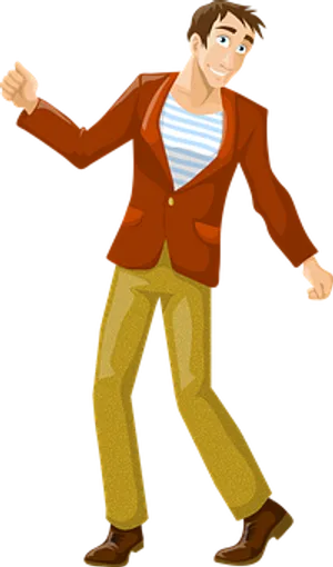 Animated Man Walking Casually