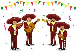 Animated Mariachi Band Celebration PNG image