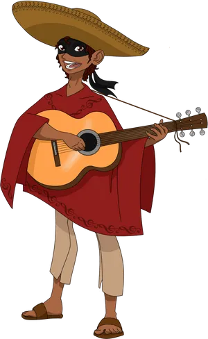 Animated Mariachi Guitar Player PNG