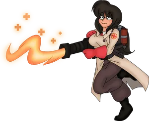 Animated Medic Firing Healing Energy PNG image